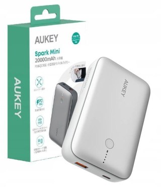 PB-Y57 White Mini PowerBank 20000mAh 22.5W 2xUSB PD 3.0 QC 3.0 LED AUKEY
