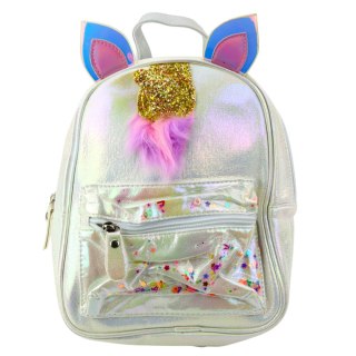 LEAN Plecak Dziecięcy Z Rogiem Jednorożca Ruchome Konfetti Perłowy 25cm 4,5L