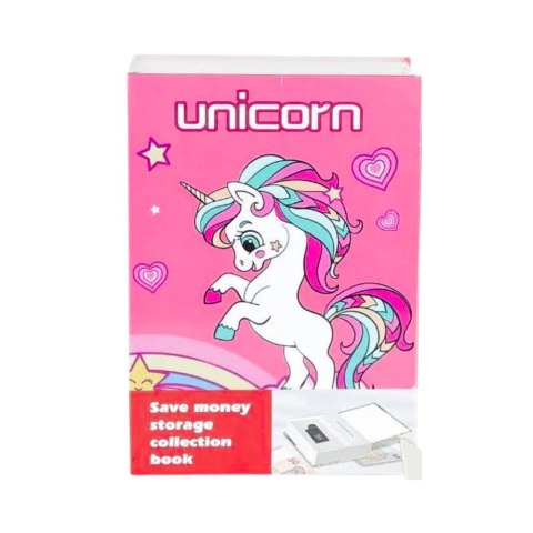 LEAN Toys Książka Ukryta Skarbonka Sejf Na Kod Szyfr Jednorożec Różowa