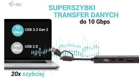 Hub USB-A/USB-C Metal 2x USB 3.0 + 2x USB-C (10 Gbps) I-tec