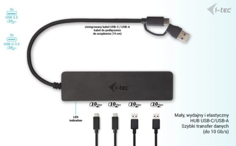 Hub USB-A/USB-C Metal 2x USB 3.0 + 2x USB-C (10 Gbps) I-tec