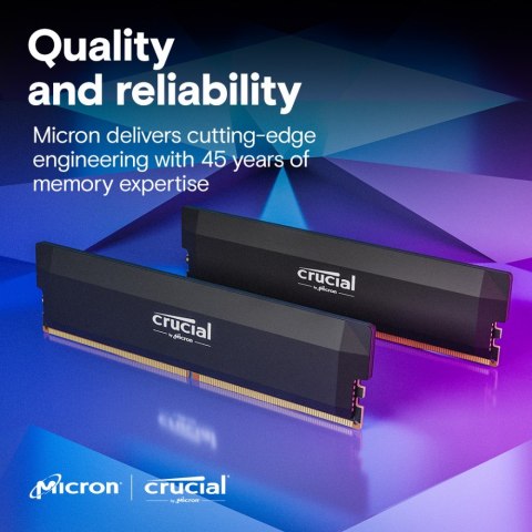 Pamięć DDR5 Pro OC 64/6400(2*32GB) CL40 czarna Crucial Pamięć DDR5 Pro OC 64/6400(2*32GB) CL40 czarna Crucial