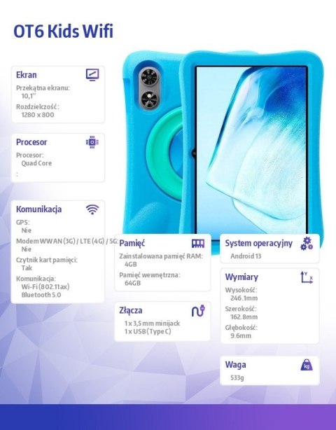 Tablet OT6 Kids Wifi 10 cali 4/64GB Szary OUKITEL