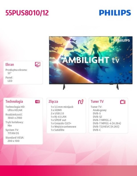 Telewizor LED 55 cali 55PUS8010/12 Philips Telewizor LED 55 cali 55PUS8010/12 Philips