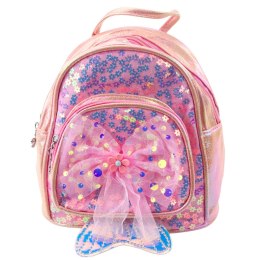 LEAN Plecak Dziecięcy Cekiny Tiulowa Kokarda Różowy 20cm 3,8L