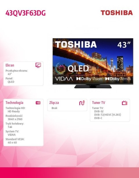 Telewizor QLED 43 cale 43QV3F63DG Toshiba