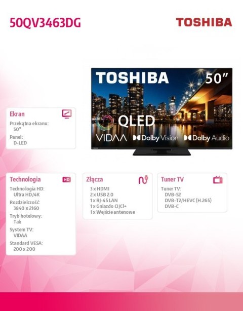 Telewizor QLED 50 cali 50QV3463DG Toshiba