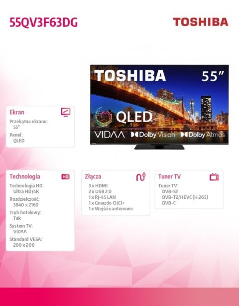 Telewizor QLED 55 cali 55QV3F63DG Toshiba