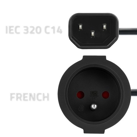 Adapter IEC 320 C14 / FRENCH | 0.15m Qoltec