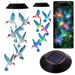 LEAN Lampki Solarne Ogrodowe LED Dzwonki Kolibry Niebieskie 70cm