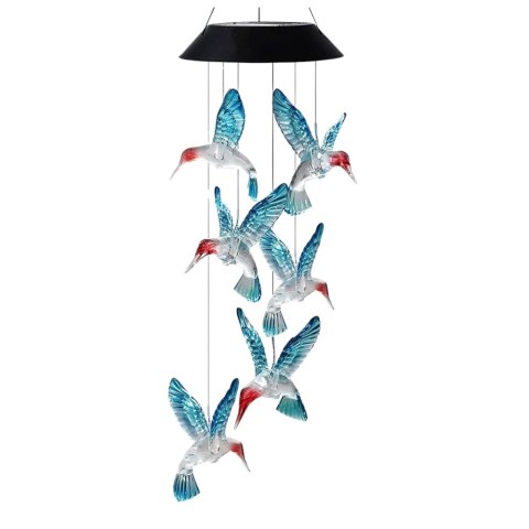 LEAN Lampki Solarne Ogrodowe LED Dzwonki Kolibry Niebieskie 70cm LEAN Lampki Solarne Ogrodowe LED Dzwonki Kolibry Niebieskie 70cm