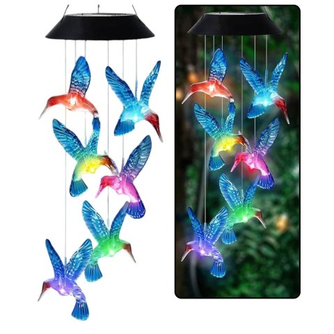 LEAN Lampki Solarne Ogrodowe LED Dzwonki Kolibry Niebieskie 70cm LEAN Lampki Solarne Ogrodowe LED Dzwonki Kolibry Niebieskie 70cm