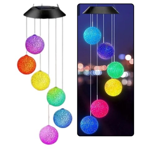 LEAN Lampki Solarne Ogrodowe LED Dzwonki Kule Kolorowe 70cm LEAN Lampki Solarne Ogrodowe LED Dzwonki Kule Kolorowe 70cm