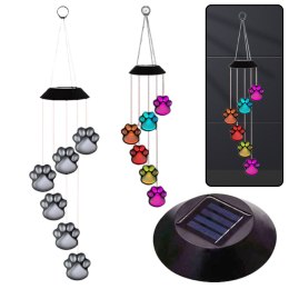 LEAN Lampki Solarne Ogrodowe LED Dzwonki Psie Łapy Kolorowe 70cm