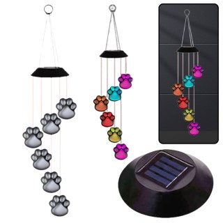 LEAN Lampki Solarne Ogrodowe LED Dzwonki Psie Łapy Kolorowe 70cm