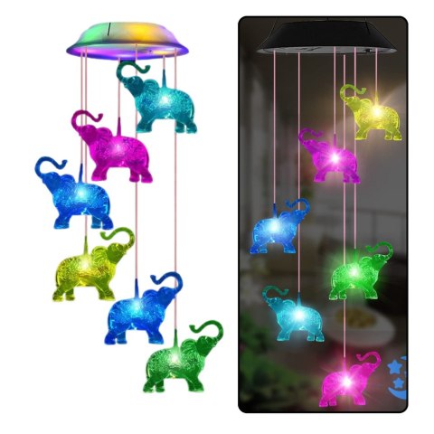 LEAN Lampki Solarne Ogrodowe LED Dzwonki Słoniki Kolorowe 70cm LEAN Lampki Solarne Ogrodowe LED Dzwonki Słoniki Kolorowe 70cm