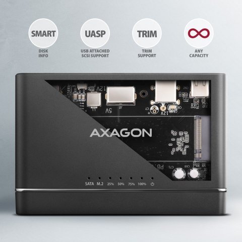 ADSA-CC Adapter USB-C 10Gbps NVMe M.2 2.5/3.5 SSD&HDD Clone Master 2 AXAGON