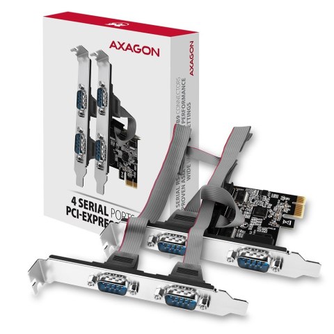 PCEA-S4N Kontroler PCIe 4x port szeregowy RS232 250 kbps, w zestawie SP & LP AXAGON