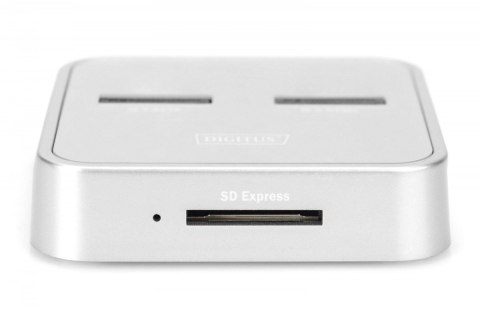 Stacja dokująca do dysków SSD M.2 NVMe + M.2 SATA z czytnikiem kart SD-Express, USB-C, Srebrna Digitus