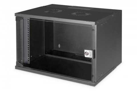 Szafa sieciowa wisząca 19" 7U, SOHO PRO 370 x 540 x 400 mm, nośność 60kg, drzwi szyba, niezłożona, Czarna Digitus