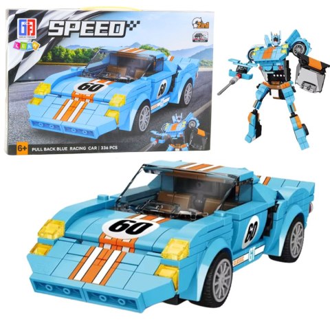LEAN Toys Klocki Konstrukcyjne Auto Robot 2w1 Pomarańczowo-Niebieski Napęd 336 el.