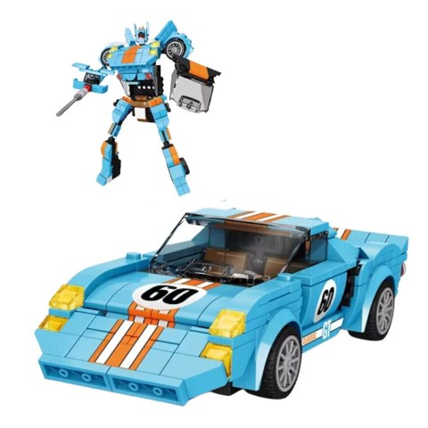 LEAN Toys Klocki Konstrukcyjne Auto Robot 2w1 Pomarańczowo-Niebieski Napęd 336 el.