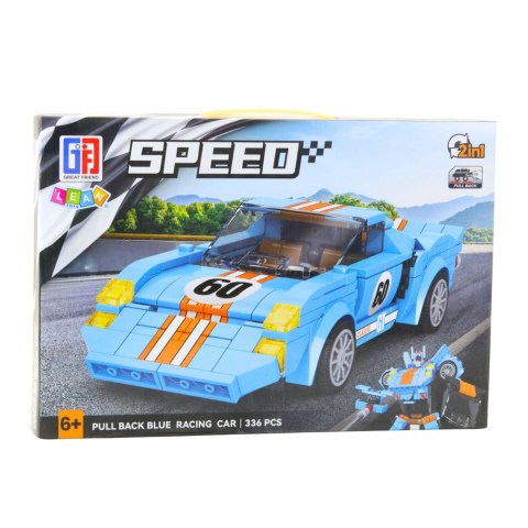 LEAN Toys Klocki Konstrukcyjne Auto Robot 2w1 Pomarańczowo-Niebieski Napęd 336 el.