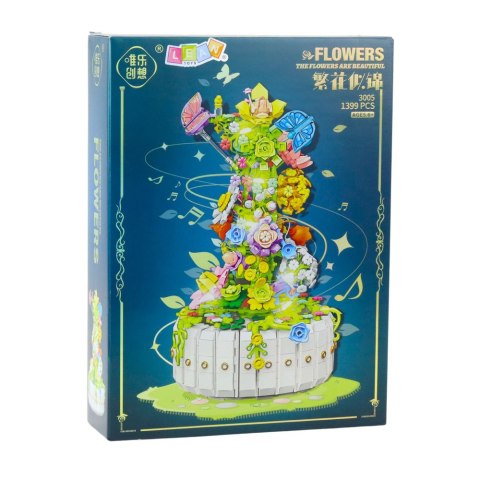 LEAN Toys Klocki Konstrukcyjne Kompozycja Kwiatowa Z Motylami Światła LED 1399 el.