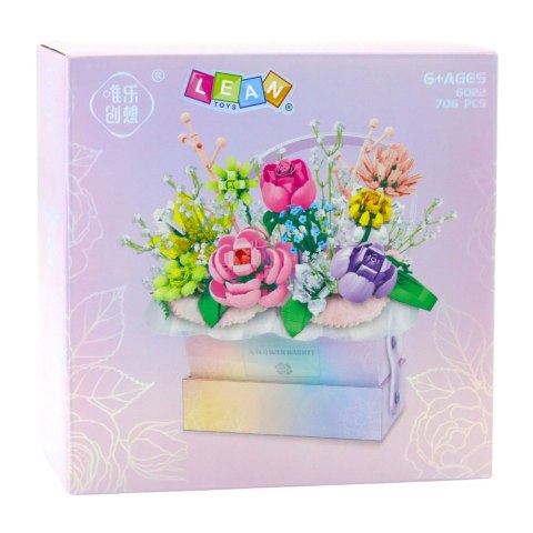 LEAN Toys Klocki Konstrukcyjne Kompozycja W Pudełku Box Kwiatowy Fioletowy LED 706el.
