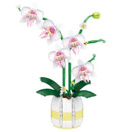 LEAN Toys Klocki Konstrukcyjne Orchidea Storczyk W Doniczce Różowo-Biała 616 el.