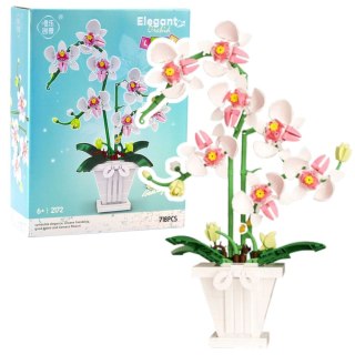 LEAN Toys Klocki Konstrukcyjne Orchidea Storczyk W Doniczce Różowo-Biała 718 el.