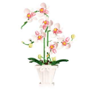 LEAN Toys Klocki Konstrukcyjne Orchidea Storczyk W Doniczce Różowo-Biała 718 el.