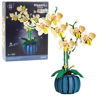 LEAN Toys Klocki Konstrukcyjne Orchidea Storczyk W Doniczce Żółta 766 el.