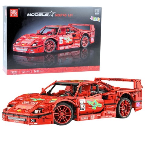 LEAN Toys Klocki Konstrukcyjne Samochód Sportowy Wyścigowy Czerwony 1:10 2688 el.
