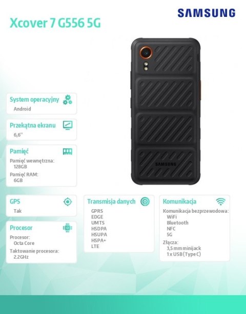 Smartfon Galaxy Xcover 7 5G (6+128GB) Enterprise Edition czarny Samsung Smartfon Galaxy Xcover 7 5G (6+128GB) Enterprise Edition czarny Samsung