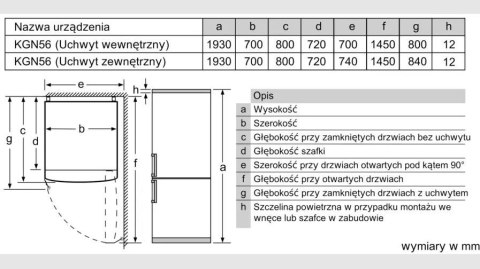 Chłodziarko-zamrażarka KGN56XLEB Bosch Chłodziarko-zamrażarka KGN56XLEB Bosch