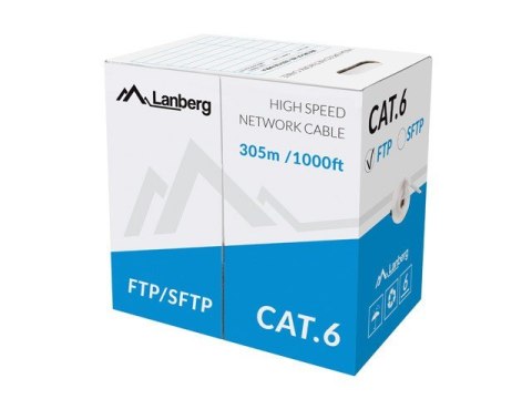 Kabel FTP Kat.6 CU 305 m drut szary Lanberg