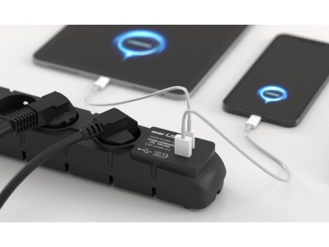 Listwa zasilająca S6 USB A+C 5M 6X 230V PD3.0 QC Czarna Acar Listwa zasilająca S6 USB A+C 5M 6X 230V PD3.0 QC Czarna Acar