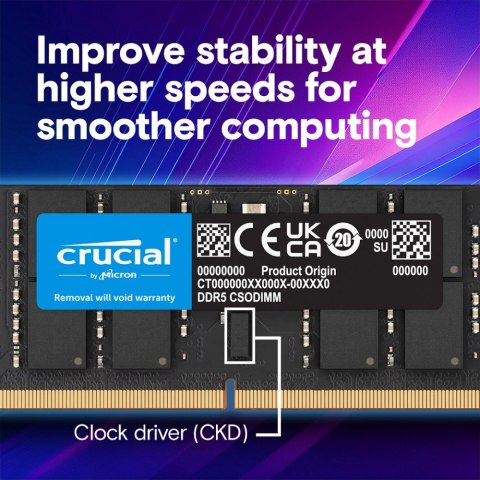 Pamięć do notebooka DDR5 CSODIMM 24GB (1*24GB)/6400 CL52 Crucial Pamięć do notebooka DDR5 CSODIMM 24GB (1*24GB)/6400 CL52 Crucial