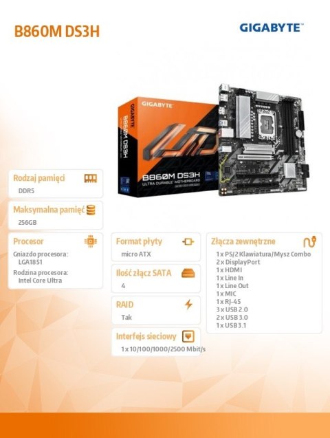 Płyta główna B860M DS3H Gigabyte Płyta główna B860M DS3H Gigabyte
