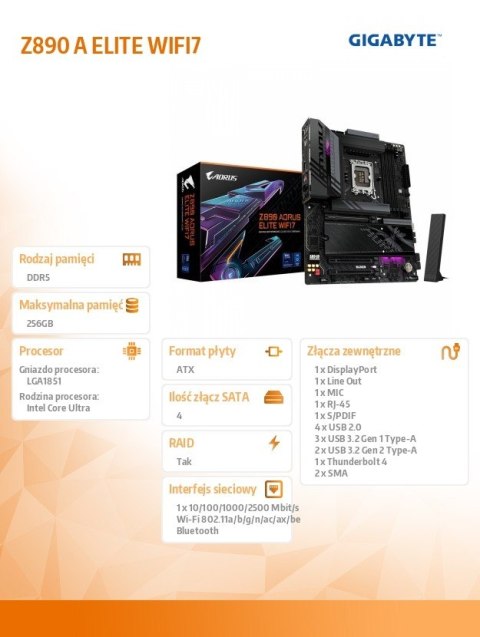 Płyta główna Z890 A ELITE WIFI7 Gigabyte