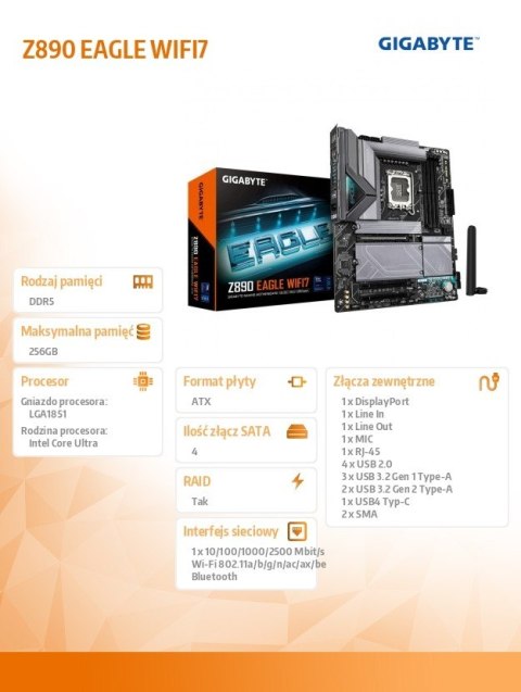 Płyta główna Z890 EAGLE WIFI7 Gigabyte Płyta główna Z890 EAGLE WIFI7 Gigabyte
