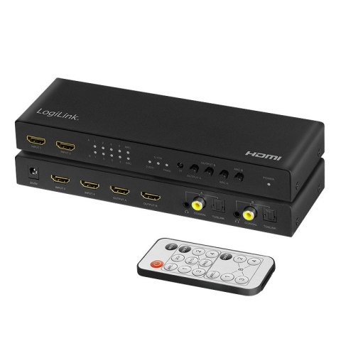Switch 4x2 HDMI, 4K 60Hz, z pilotem LogiLink
