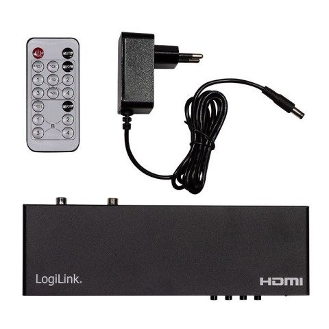 Switch 4x2 HDMI, 4K 60Hz, z pilotem LogiLink