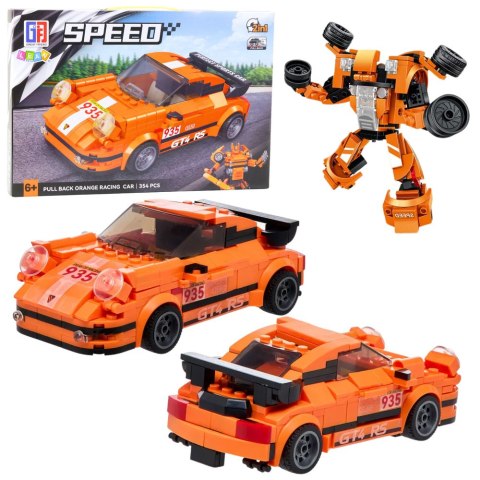 LEAN Toys Klocki Konstrukcyjne Auto Robot 2w1 Pomarańczowy Napęd 354 el.