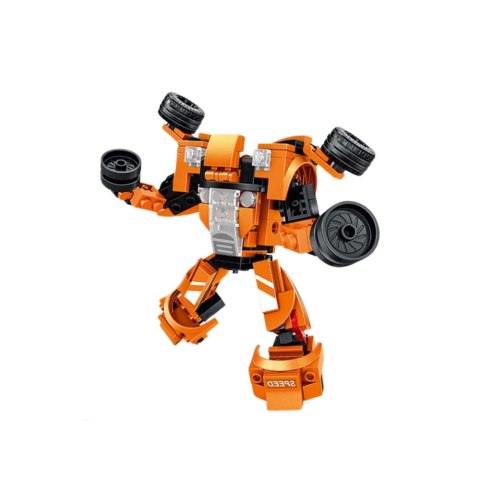LEAN Toys Klocki Konstrukcyjne Auto Robot 2w1 Pomarańczowy Napęd 354 el.