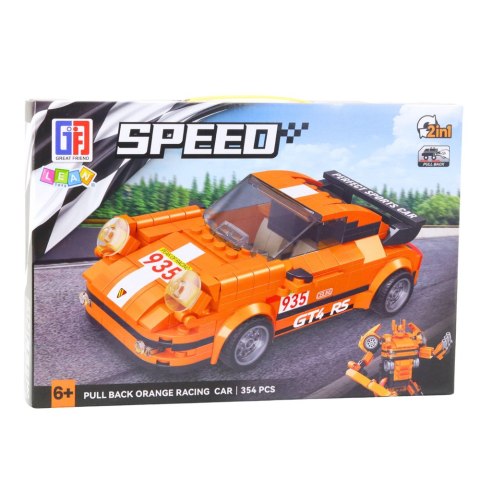 LEAN Toys Klocki Konstrukcyjne Auto Robot 2w1 Pomarańczowy Napęd 354 el.