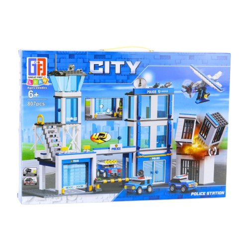 LEAN Toys Klocki Konstrukcyjne Baza Policyjna Pojazdy Radiowozy Policja 4w1 807 el.