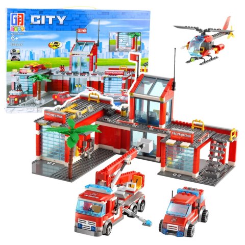 LEAN Toys Klocki Konstrukcyjne Baza Strażacka Pojazdy Straż Pożarna 4w1 808 el.