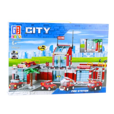 LEAN Toys Klocki Konstrukcyjne Baza Strażacka Pojazdy Straż Pożarna 4w1 808 el.